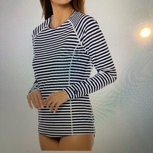 Coolibar size XL Striped Long Sleeve Swim Top